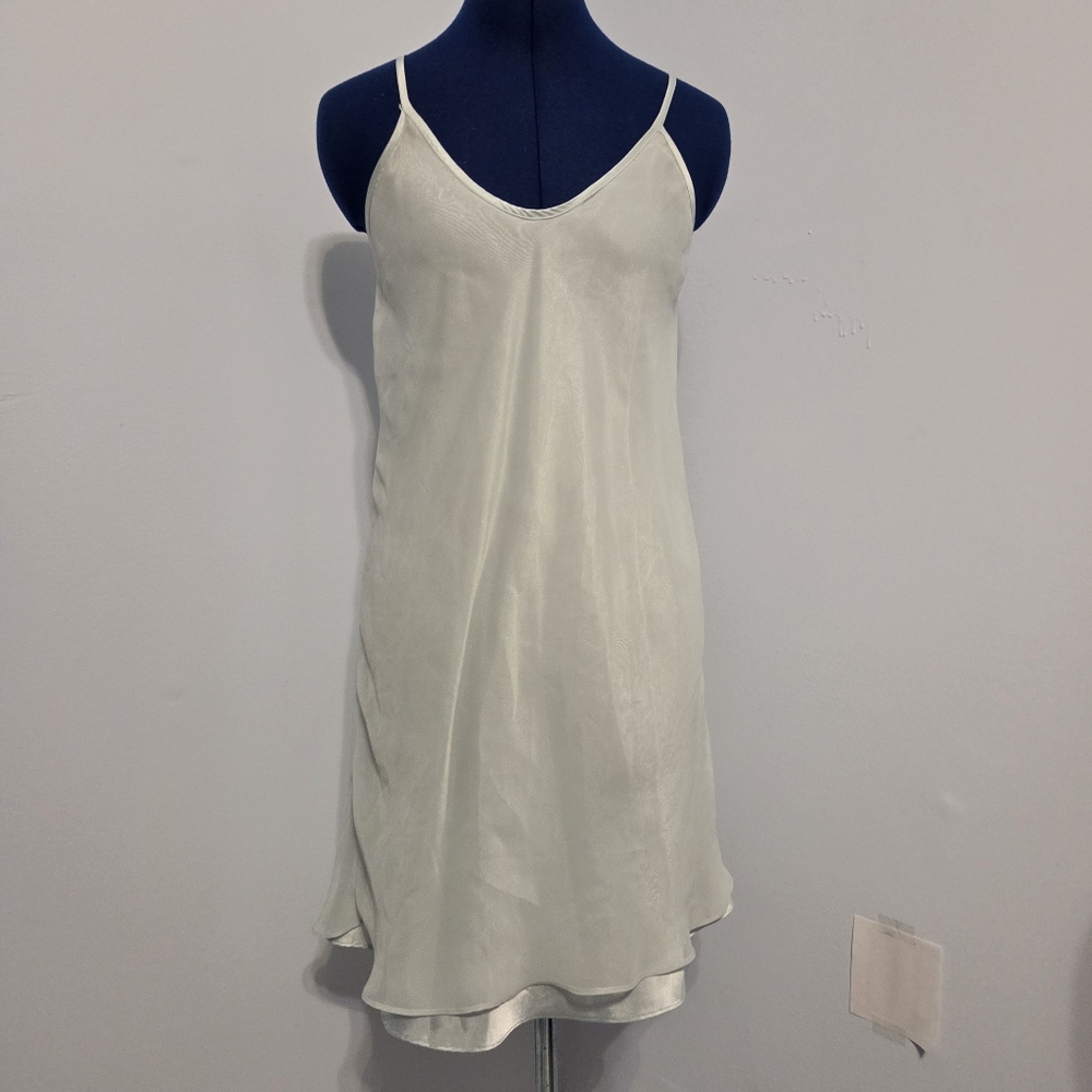 Vintage Seafoam Green Chiffon Mini Slip Dress Size S